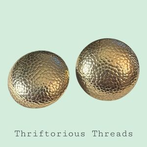 Vintage Gold Textured Dome Clip On Earrings
